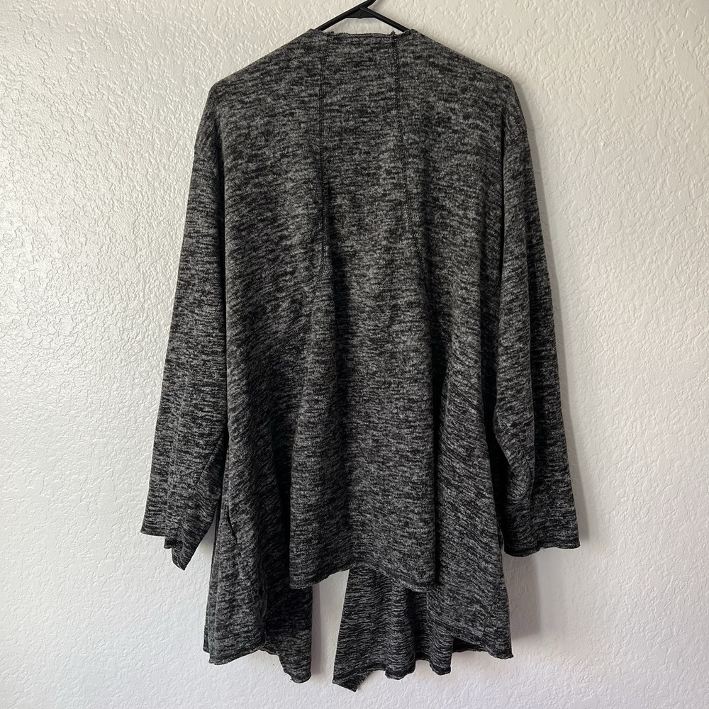 Catherines 3X Cardigan Open Front Heather Gray Waterfall Lagenlook Raw Edge - Picture 2 of 9